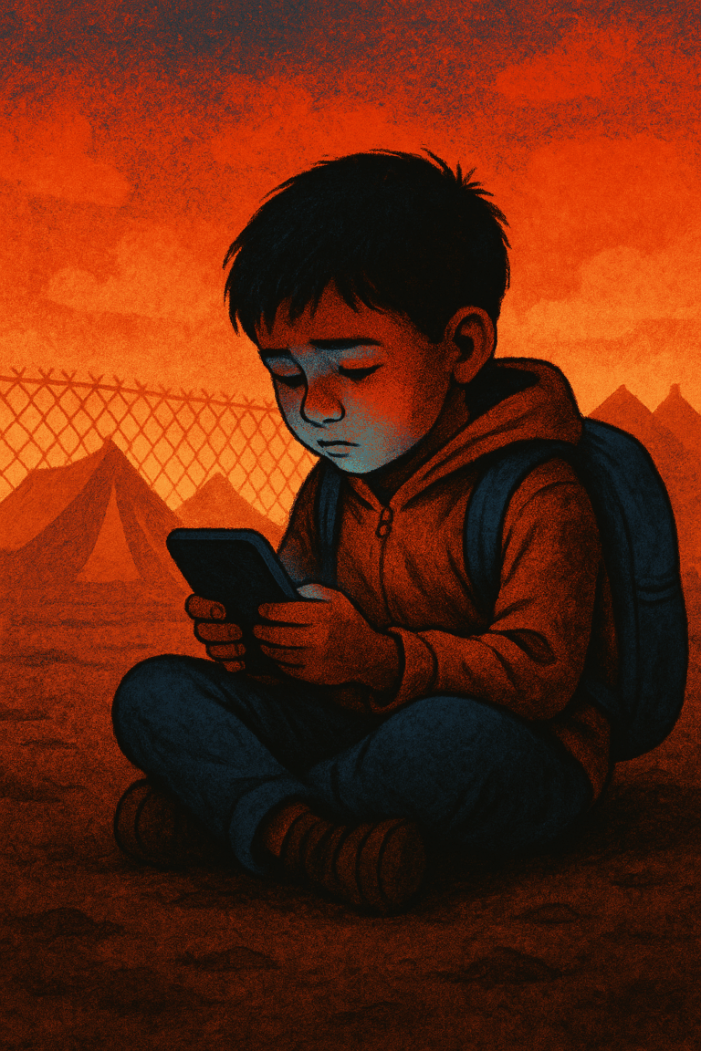 Jeune garçon absorbé par son smartphone. Photo IA- ChatGpt, 18/06/2025